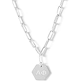 Sorority Shop Alpha Phi Necklace- Silver Plated Paperclip Necklace, Long-Lasting Alpha Phi Gifts for Women
