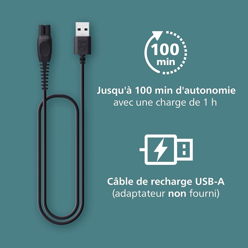 Bodygroom série 5000 - Tondeuse pour hommes avec Triple protection, taille des poils et rasage des zones intimes, accessoire pliant pour le dos, 100% étanche, autonomie de 100 min, BG5480/15