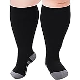 Ancrina Plus Size Compression Socks for Women & Men Wide Calf 15-20 mmhg Knee High Support Socks for Running