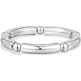 Gold Chunky Bangles Bracelets For Women 14k Gold Plated Stack Layered Curved Bamboo Tube Stretch Bracelets Gift Jewelry