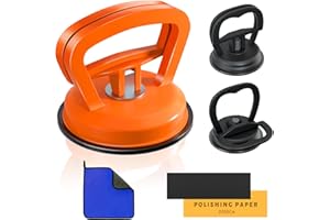 HUITBAN Dent Puller, 3PCS Natural Rubber Material Suction Cup Car Dent Puller Kit, Multi-Purpose Powerful Dent Remover Tool for Car Body, Glass, Furniture and Other Smooth Surface Objects (Orange+Black)