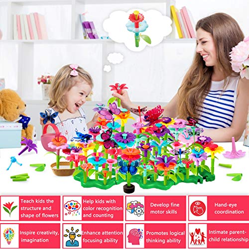 LANNEY Flower Garden Building Toys, 200 Pcs Flower Building Toy Set for