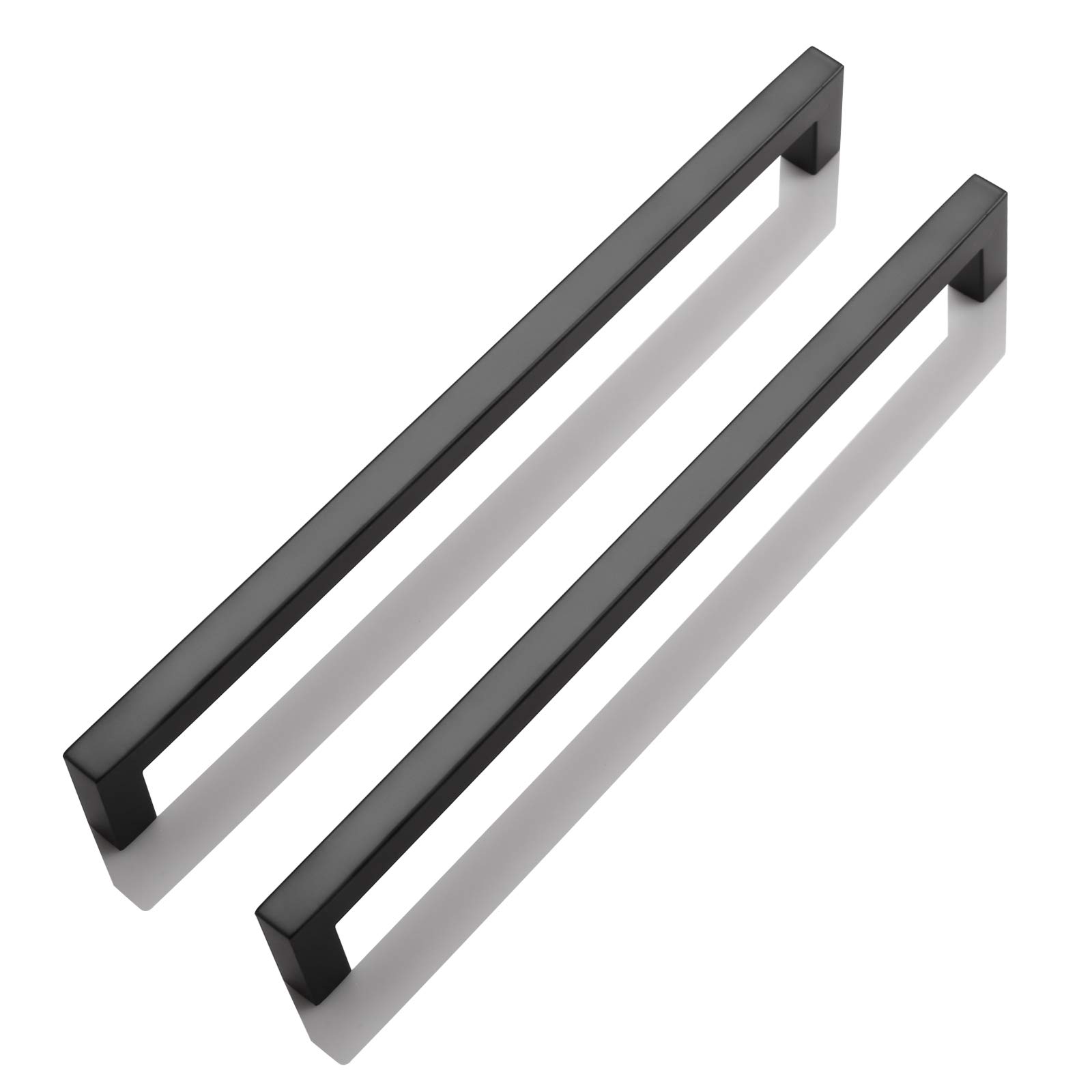 PinLin 5 Pack Kitchen Cabinet Door Handles Stainless Steel Bedroom Drawer Cup Board Pulls Hole Centre 256mm Width 12mm Black Square T Bar Handle