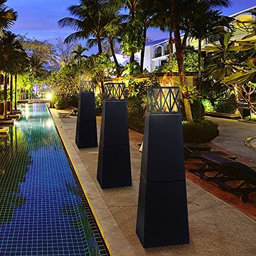 Skypatio Free Standing Ethanol Fireplace, Pyramid Outdoor Patio Heater Firepit, Realistic Brightly Burning Flame,Ventless,Weather Resistant, Black,57Inch