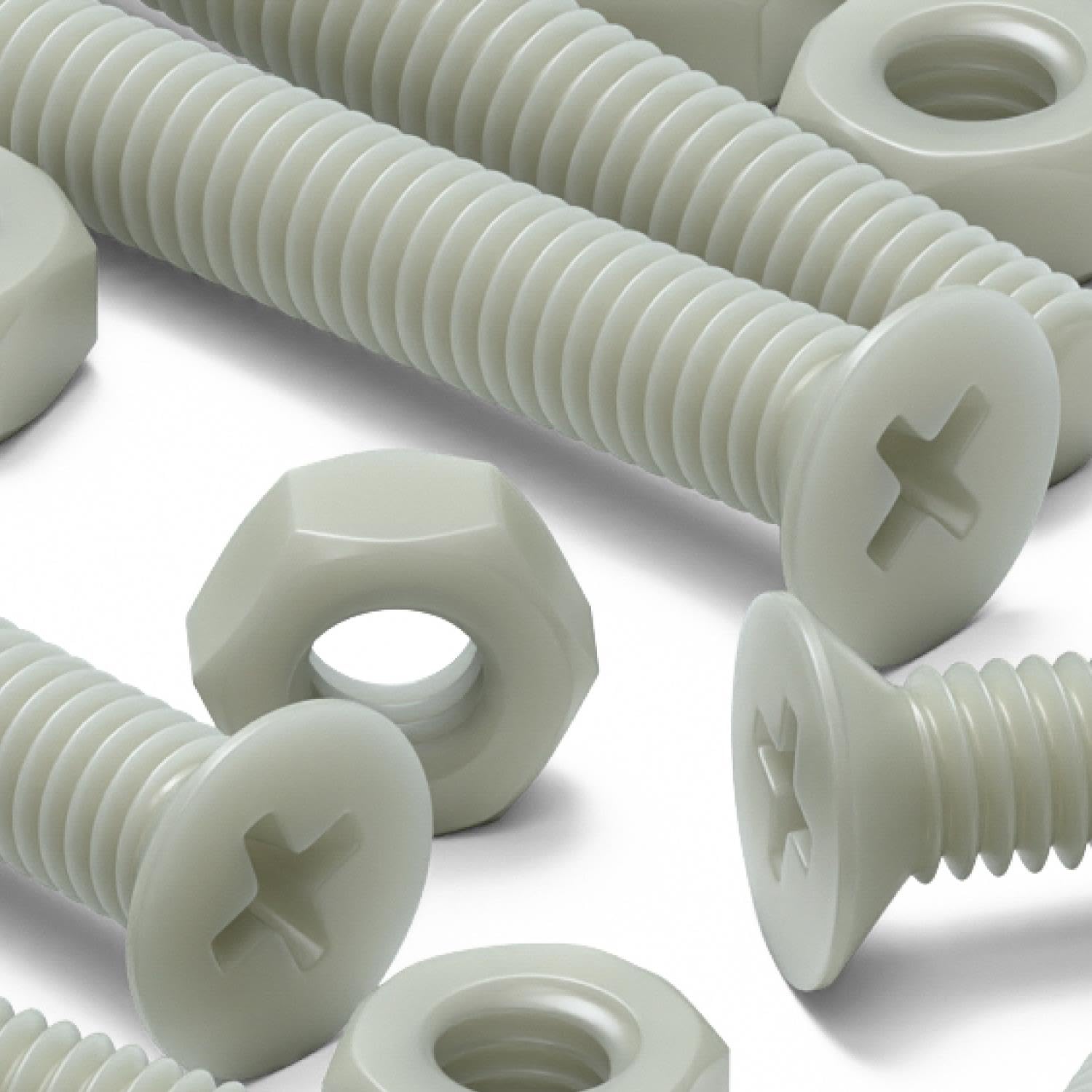 50 x Glass Filled Reinforced Super Nylon Countersunk Machine Screws, M2 x 16mm, Plastic Nuts and Bolts, Washers,
