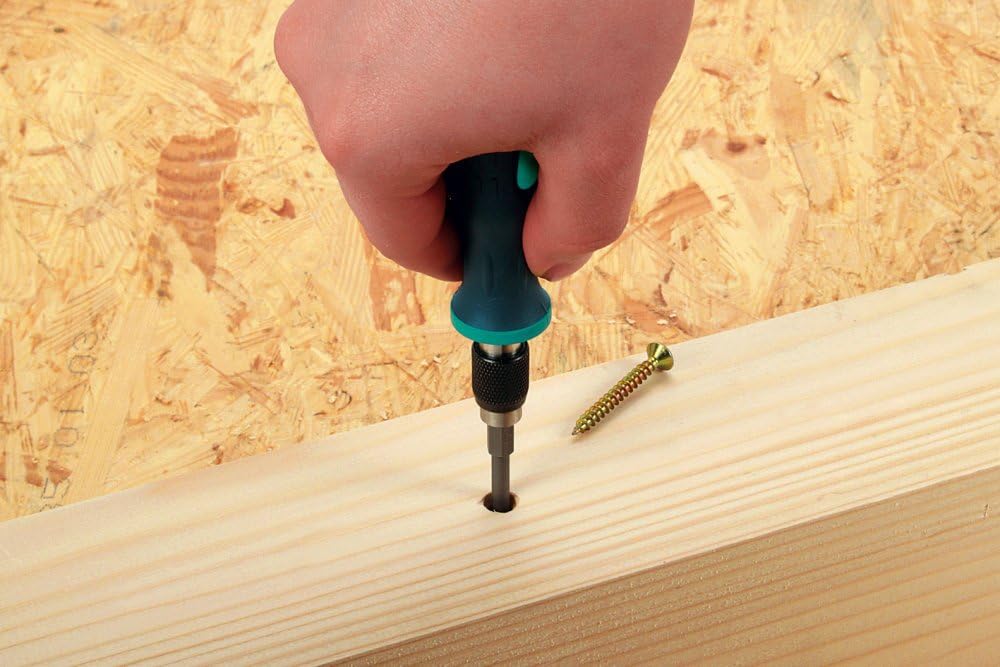 wolfcraft Hand Screwdriver with Bit Socket I 1240000 I for Ergonomic use, Black - Image 3