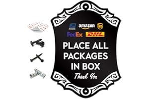 SignSeries Delivery Instruction Door Sign - Place All Packages In Box - Color Logos, House Sign, 6.25” X 4.5” - Mounting Hardware Included, Easy Installation - Heavy-Duty and Weather-Resistant