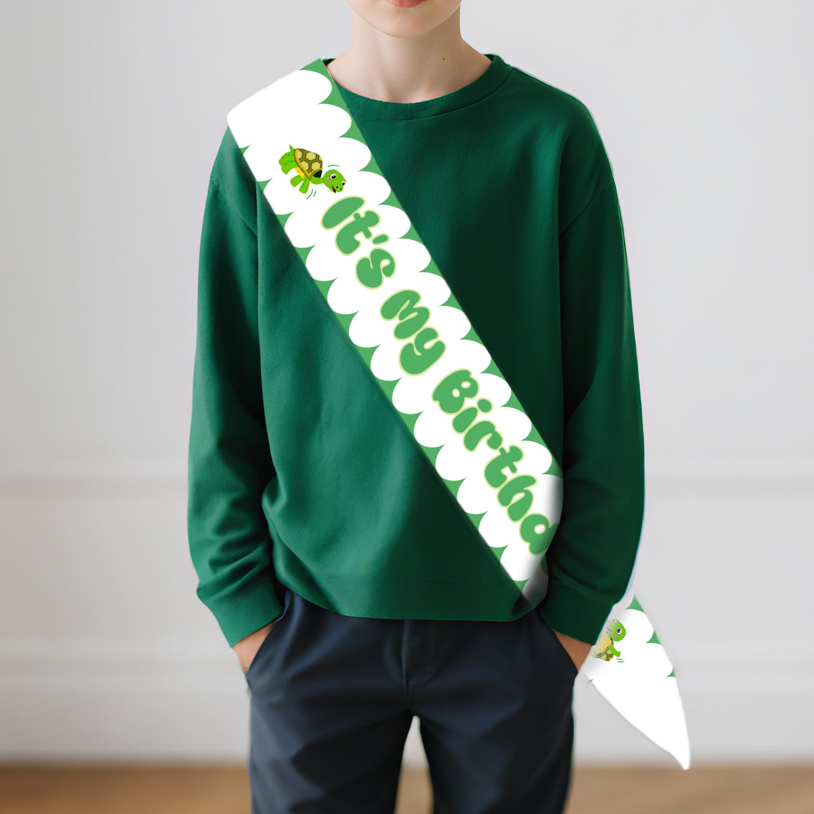 Diartpaint Turtle It's My Birthday Sash for Birthday Party Favor All in One Sea Turtles Favor Sash for Kid Boy Girl Happy Bday Sashes Ocean Animal Turtle Bday Party Supply Photo Prop