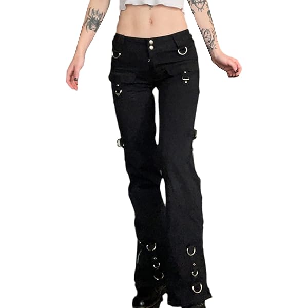 ENFUSO Punk Y2k Grunge Low Waist Emo Jeans Mall Gothic Women