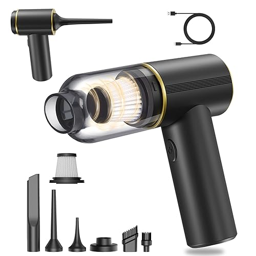 JONEME Handheld Car Vacuum Portable Cordless, 6 in 1 Handheld Vacuum Cleaner 12000PA High Power Air Blower & Pump & Air Duster, Mini Hand Held Vacuum Rechargeable for Home, Car, Office, Pet Hair
