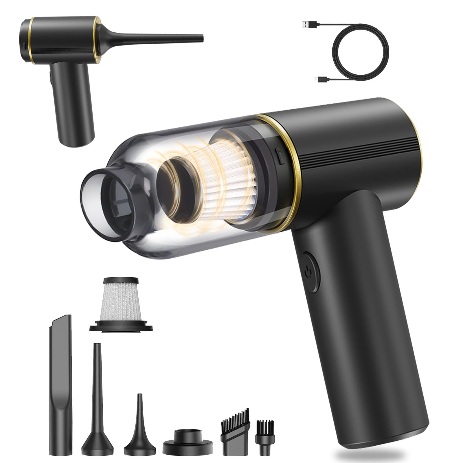 Photo 1 of *MAJOR DAMAGE*
JONEME Car Vacuum Cordless Cleaner High Power 12000PA,6 in 1 Hand Held Vacuum Cordless Rechargeable Air Blower & Pump & Air Duster,Small Mini Handheld Vacuum for Car,Home,Office,Pet Hair