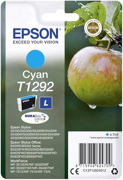 Epson T1292 Cyan Apple DURABrite Ultra Ink Cartridge 455 Pages
