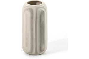 Ceramic Vase - Handmade Pottery Neutral Tone Home Decor for Floral Arrangements, Table Mantel Tray Decor - Modern Farmhouse V