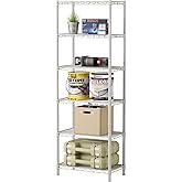 SINGAYE 6 Small Wire Shelves Kitchen Pantry Close Home Organizers and Storage Bathroom Shelf Laundry Room Organization Adjustable Book Metal Garage Shelving Unit