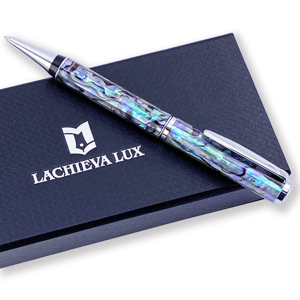 LACHIEVA LUX Luxury Handcrafted Abalone Shell Ballpoint Pen with German P900M Refill, Elegant Gift for Men & Women, Executive Pen in Elegant Gift Box