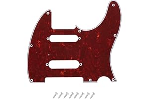 DIAO79NI Pro 8 Holes SS Guitar Tele Pickguard for USA/Mexico Fender Deluxe Nashville Telecaster Electric Guitar, Red Tortoise, 4ply.