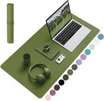 YSAGi Non-Slip Desk Pad 80x40 cm Grass Green PVC Leather Desk Protector