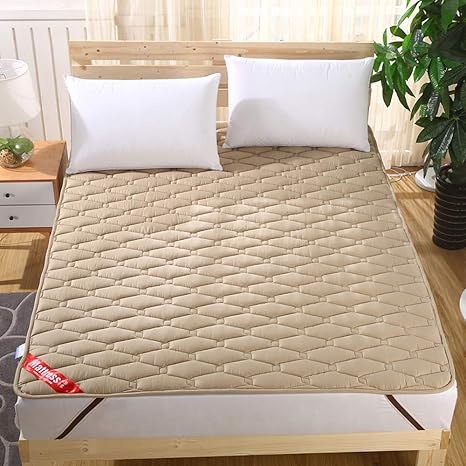 Amazon ベッドパッド 敷きパッド 綿100 丸洗いできる ベッドシーツ 防ダニ 抗菌防臭 吸汗 速乾 ズレ防止ゴムバンド付き ベットパッド 裏地がズレ防止素材使用 マットレス パッド ベッドマット 敷パッド 二重滑り止め対策 ラクダ クイーン 160x0cm Tuo ベッド