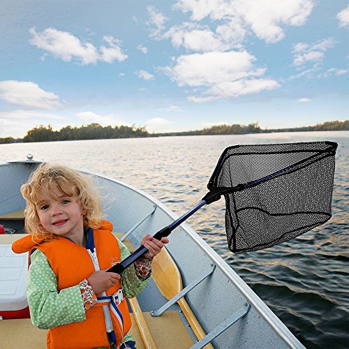 MelkTemn Collapsible Fishing Net, Fish Net Foldable Telescopic Pole Handle(16.5-38.6in) Durable Nylon Mesh Safe Fish Catching Landing nets for Fishing (Hoop is 15.7 x 15.1 x 9.1 in Depth)