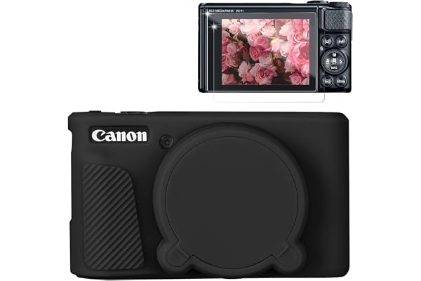 Frevyve Case for Canon PowerShot SX740 HS, SX730 HS Camera, Soft Silicone Protective Case, Slim Fit Sleeve with Removable Lens Cover and Screen Protector Accessories, Anti-Scratch (Black)