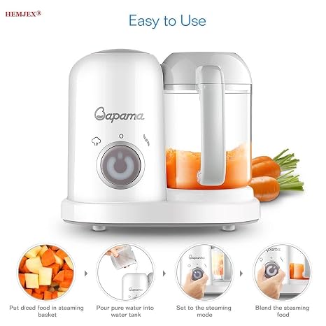 HEMJEX. Mini 4 in 1 Homemade Baby Food Cooker; Infant Feeding Blender (Multicolour)