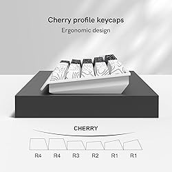 Double Shot PBT keycaps,Black and White,Topographic
