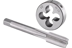 Burkit 1/2"-20 UNF Tap and Die Set, 1/2 x 20 UNF Machine Thread Tap and Round Die Right Hand