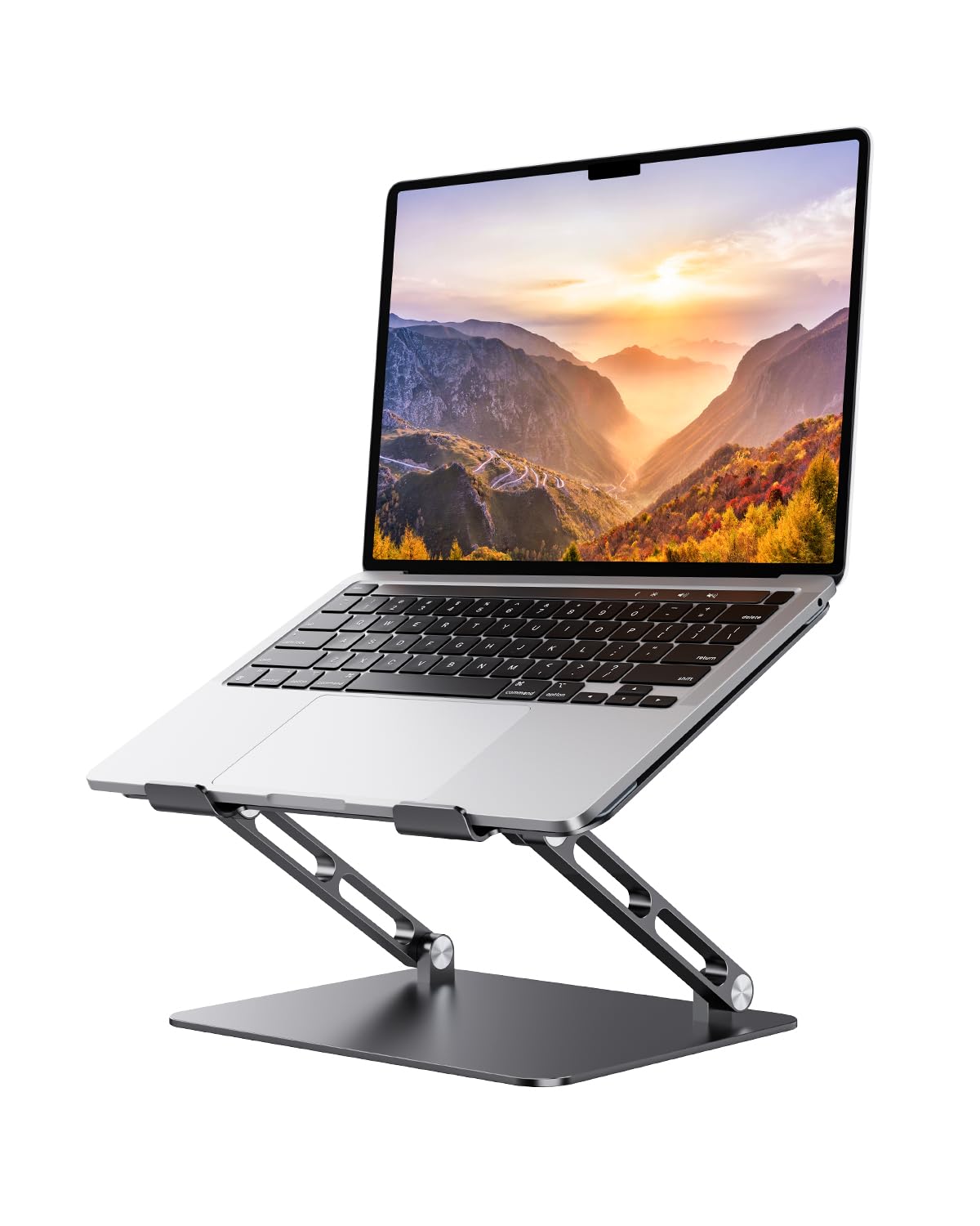 Adjustable Laptop Stand - Heavy Duty Steel & Aluminum - 3 Height Settings - Tilted - Ergonomic Laptop Riser For Desk (LTSTND