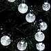 SKYFIRE Waterproof Solar Outdoor String Lights 19.7 ft 30 LED White Crystal Ball Christmas Globe Light