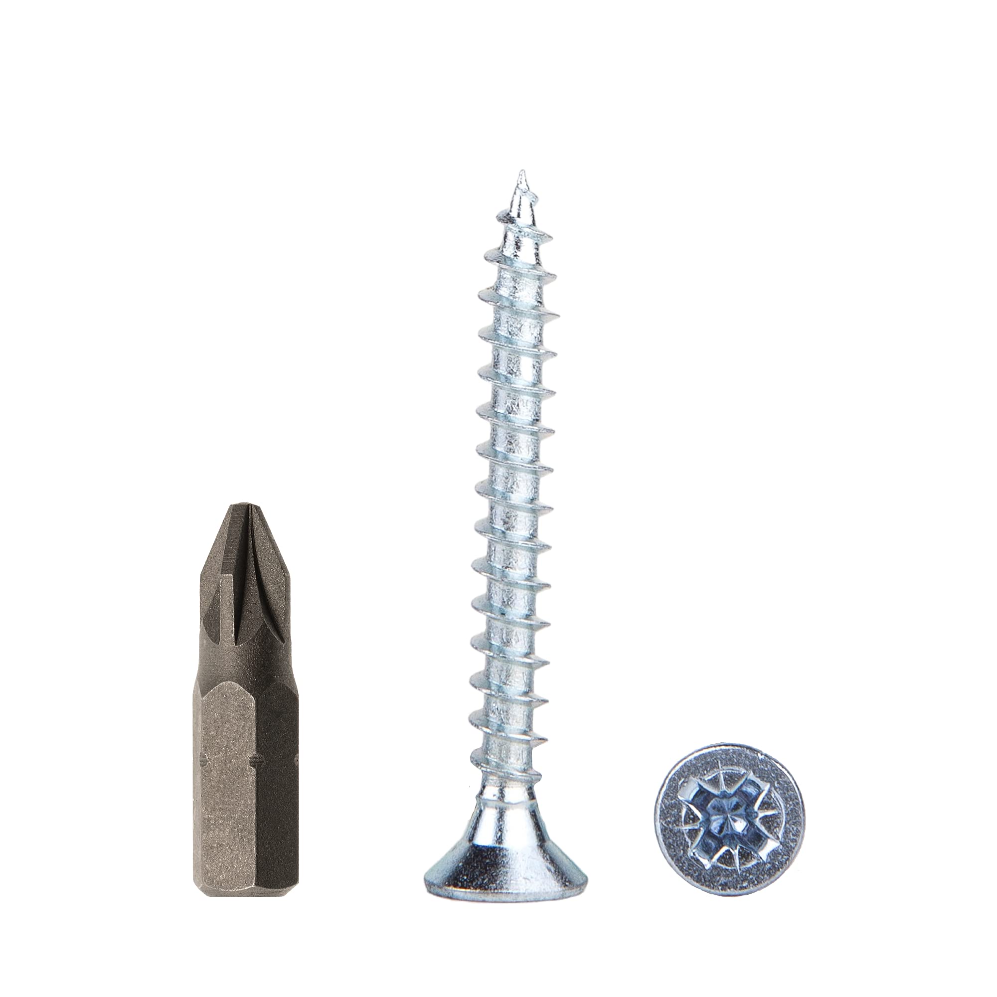 (Pack of 350 pcs) Zinc Plated Steel 4.0 x 35 mm Wood Screws, Chipboard Screws, Universal Pozi-Drive Screw, PZ Fully Threaded, Countersunk Head (350, 4.0 x 35 mm)