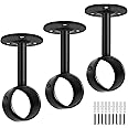 TOKPLNU Ceiling Curtain Rod Brackets, Heavy Duty Curtain Rods Holders for Wall, Stainless Steel, 3 Pack Ceiling Rod Hooks Hangers Black Closet Flange Pole Bracket Support for 1 1/4in Drape Poles