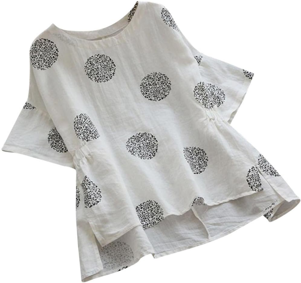 Print Tops,Toimoth Women Plus Size Loose Cotton Short Sleeved Shirt Vintage Blouse
