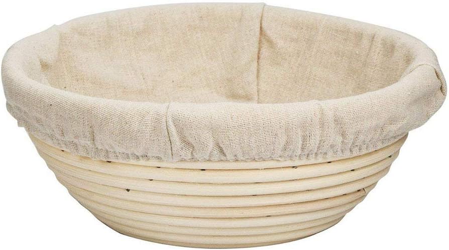 8.5Inch Banneton Bread Proofing Basket Set with Linen Liner Handmade Round Molding Bread Basket Unbleached Dough Rising Rattan Bread Baskets Tools for Starter & Professional Baker (8.5in)