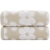 Pidada Hand Towels Set of 2 Floral Pattern 100% Cotton Soft Absorbent Decorative Towel for Bathroom (Brown)
