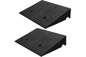 VACALLITY 5" Rise 2pack Rubber Curb Ramps for Wheelchair Threshold Driveway Doorway Shed, Truck Car Motorcycle Bike Cart Lawn Mowers Angled Step Entry in Ramp, 7000lbs Heavy Duty Powersports Loading Ramp