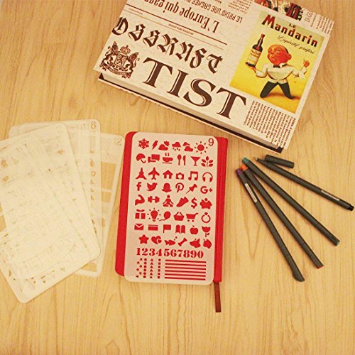10-Colors Bullet Journaling Pens and 12-Pieces Drawing Stencils Perfect for Planner Bullet Journaling Writing Note Taking Notebook Diary Calendar and School Office Supplies (22 PCS) (22 pcs)