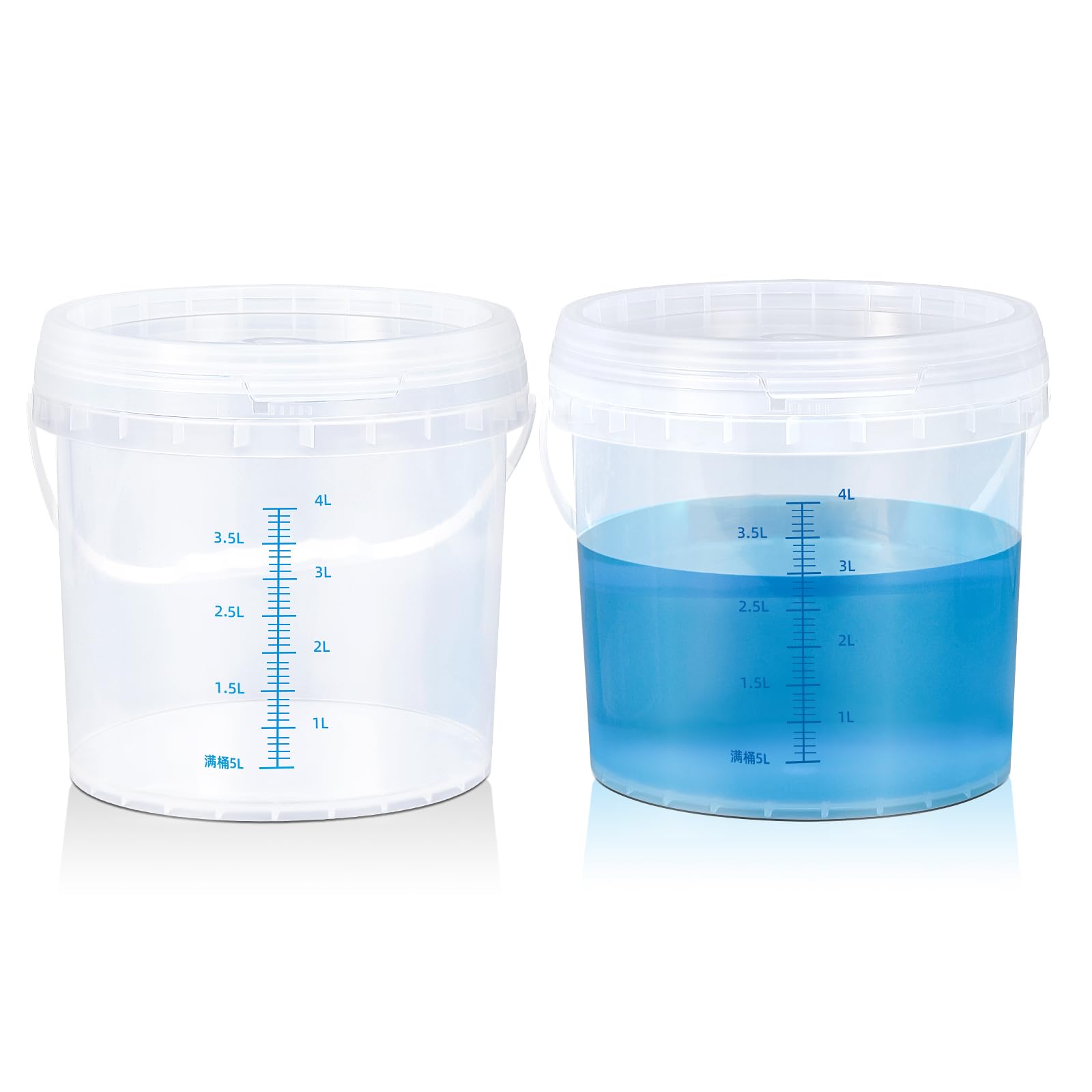 ASEVAT 1.3Gal 2Pack Clear Bucket Graduated Pail