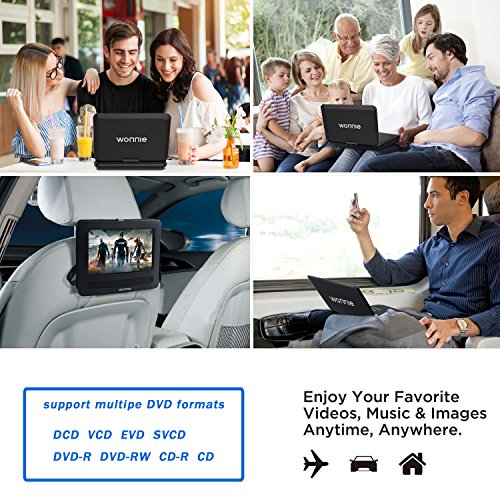 image for WONNIE 12.5 Inch Portable DVD Player for Car, with Rechargeable Batter