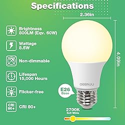 DEGNJU A19 LED Light Bulbs, 60 Watt Equivalent LED