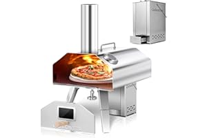 Q-Stoves 12" Wood Pellet Pizza Oven, 2-in-1 Outdoor Pizza Oven with MANUAL Rotating Pizza Stone, Portable, Removable Top as Torch for Heater or Stove