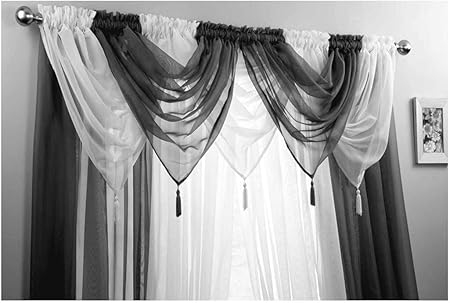 Exquisite Black And White Voile 5 Swag And 4 Rod Pocket 90