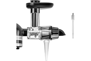 JAYOBGO Juicer Attachment for KitchenAid Mixers - Masticating Juicer Accessories Slow Juicer for Kitchen Aid All Models Stand Mixers, Spiralizer Citrus Juicer Parts, Separate Juice and Pomace (Black)
