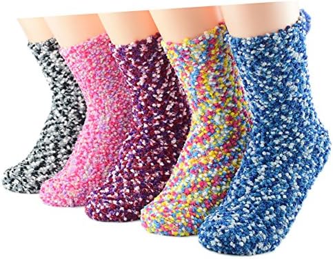 5 Pairs Girls 3D Design Fluffy Coral Velvet Thick Warm Socks Floor Home Winter Fuzzy Socks
