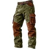 Cargo Pants for Men Vintage Patchwork Design Stretch Sweatpants Casual Baggy Outdoor Hiking Sweat Pants with Pockets
