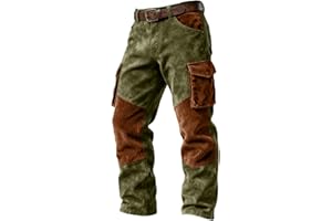Cargo Pants for Men Vintage Patchwork Design Stretch Sweatpants Casual Baggy Outdoor Hiking Sweat Pants with Pockets