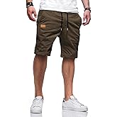 JMIERR Mens Casual Shorts - Cotton Drawstring Summer Beach Stretch Twill Chino Golf Shorts