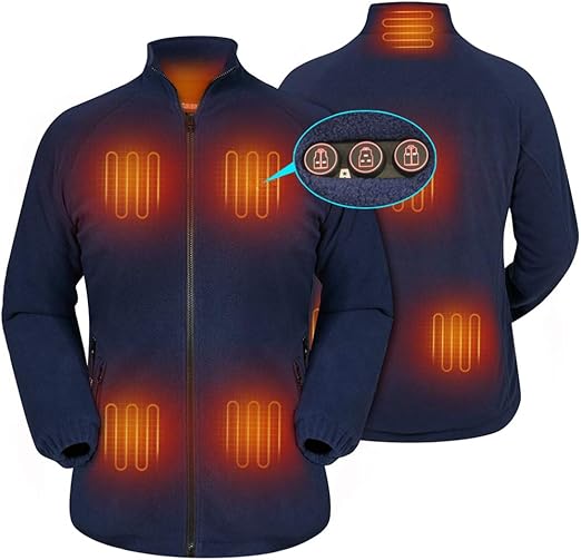 Women`s Heated Fleece Jacket with Battery, Electric Heating Coat Full
