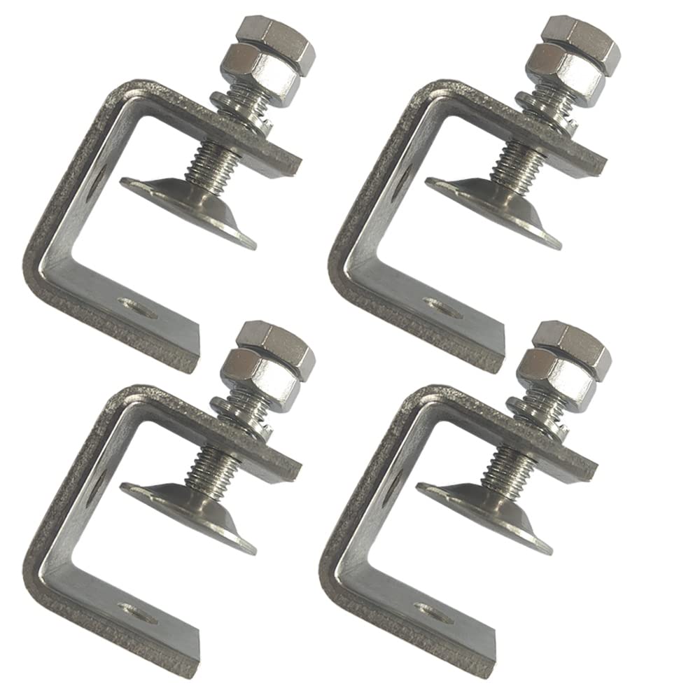 Heavy Duty C-Clamp, 4 Pcs Stainless Steel Heavy Duty Clamp, Woodworking Fixed Fixture Clamp, Anti-Slip U-Clamp, for DIY Woodworking, Welding, Cabinetry, Pocket Hole Joinery, Silver Color