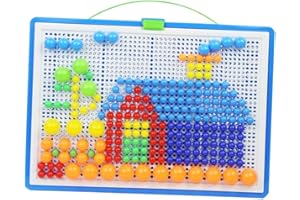 VICASKY Mushroom Nail Pegboard Puzzle Educational Toy for Kids with 592 Eco-Friendly Plastic Pegs Creative Hands-on Learning 