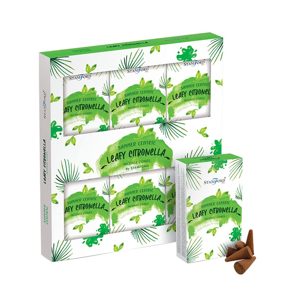 Stamford Premium Aromatherapy Incense Cones - Relaxing, Stress Relief, Meditation and Refreshing Incense Cones Set with Hot Summer Nights and Winter Warmth Range (Summer Cones, Leafy Citronella)